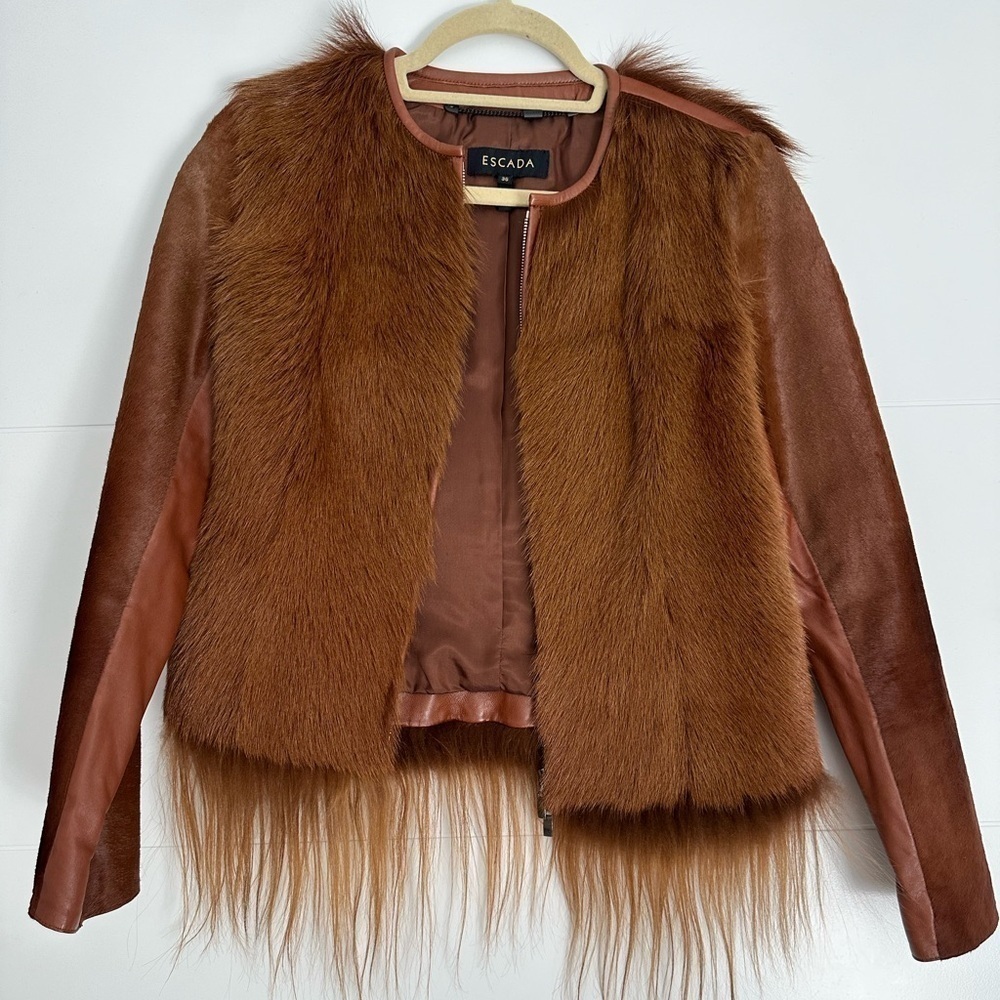 Escada Leather & Pony skin Jacket Size 36